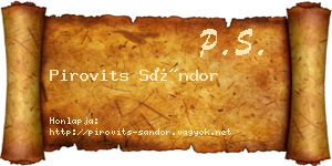 Pirovits Sándor névjegykártya